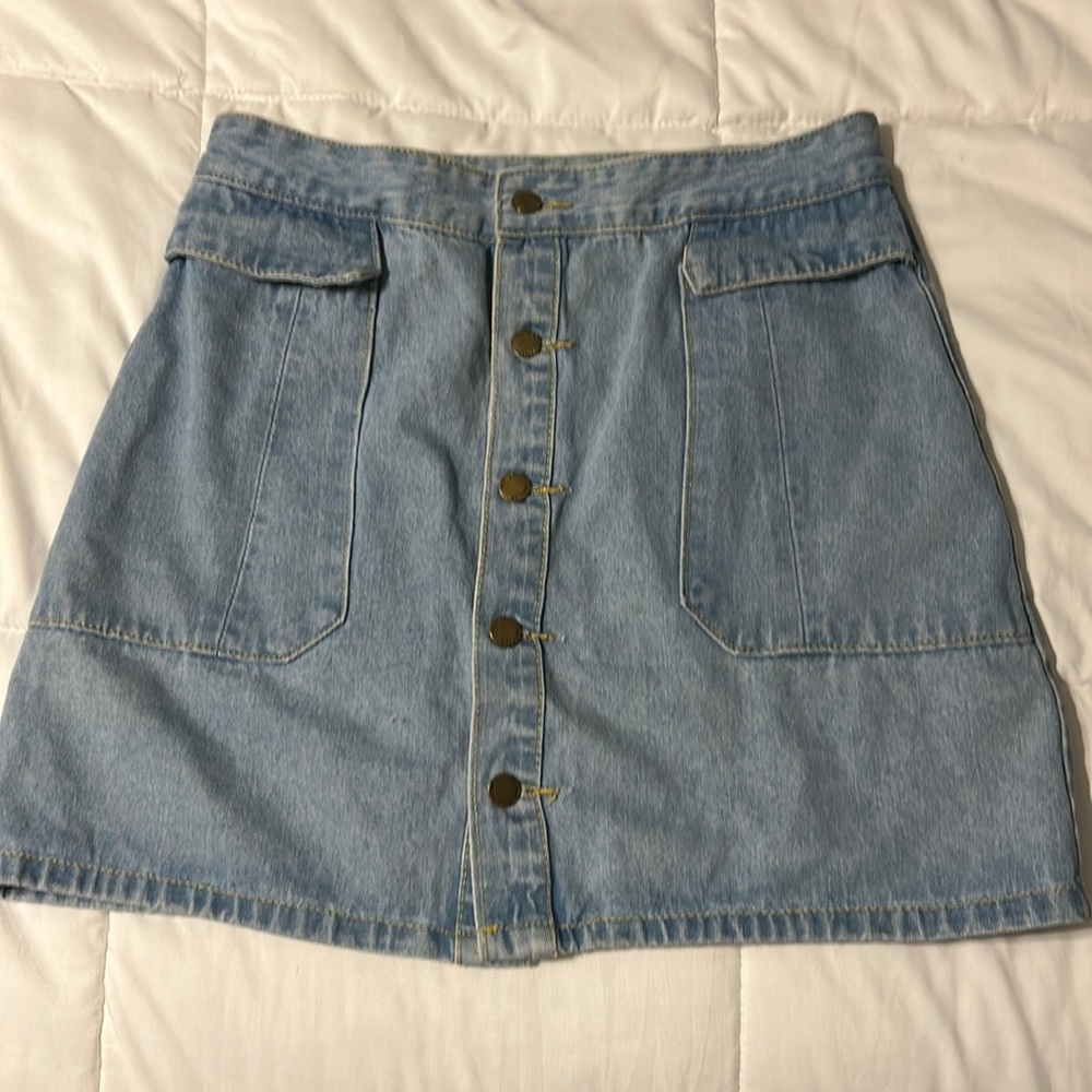 Button up high waisted Jean shirt